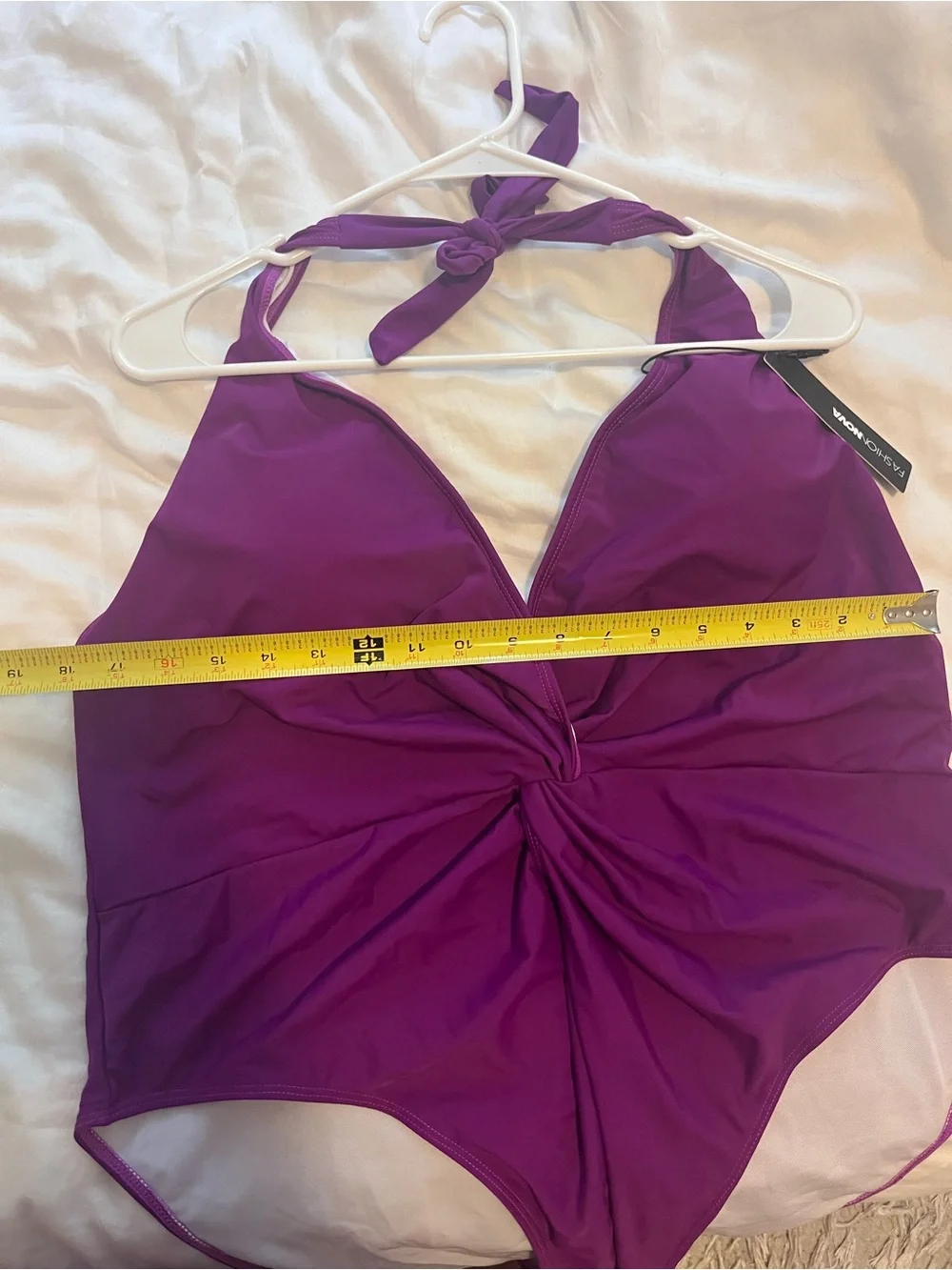 NWT Sea Serenity Deep V-Neck Twist One Piece Swimsuit Eggplant Purple 2X